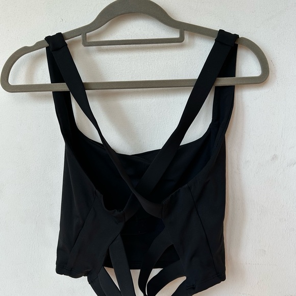 Halara Black Strappy Crop Top - Picture 3 of 5